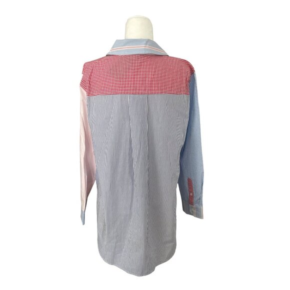 Lane Bryant Multi-Pattern Color Block Plaid Long Sleeve Button Up Shirt Size 18 - Picture 3 of 7